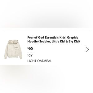 Fear Of God Essentials Kids Graphic Hoodie